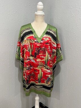 Fashion Express V-Neck Tunic Western Desert Motif
